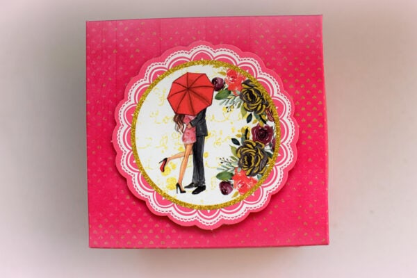 Love theme Exploding box album with 4 photo space
