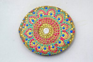 Dot Mandala Wood slice coffee painting